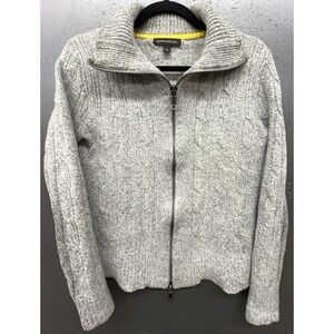 J Crew Sweater Women S Gray Extra Fine Merino Wool Blend Cable Knit Zip Cardigan